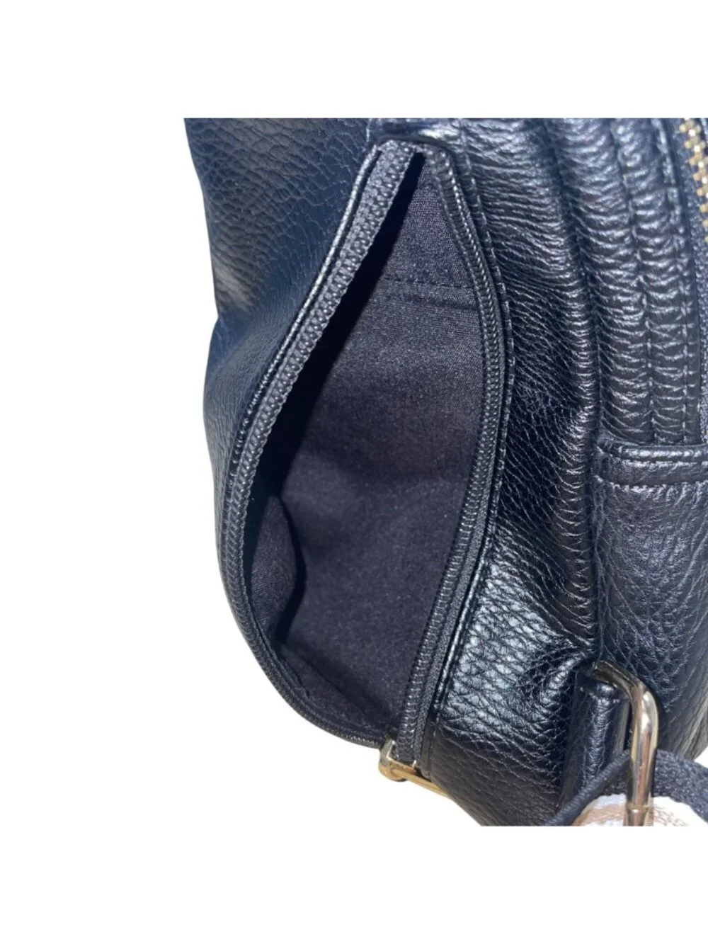 Sondra Roberts Women’s Black Leather Adjustable Strap Crossbody Sling Backpack